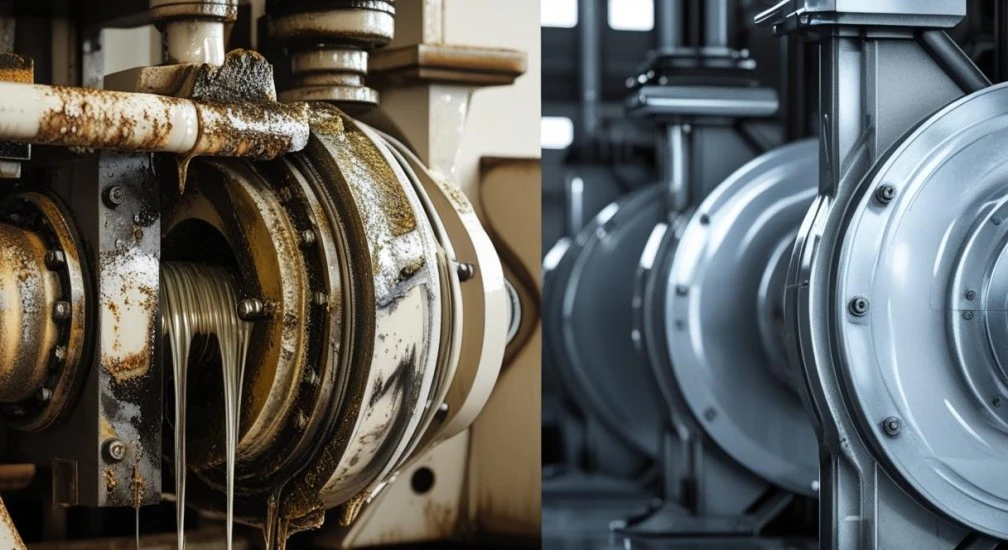 Before and After Cleaning of Industrial Equipment